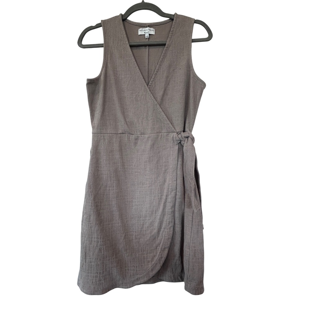 Madewell Texture & Thread Taupe Brown Knit Wrap Dress JJ3140 Small